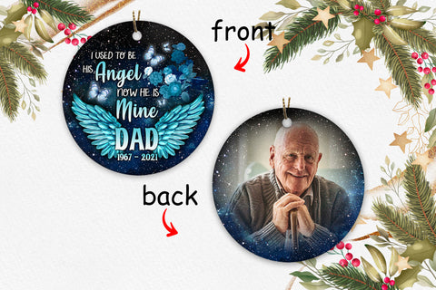 Dad Remembrance - Personalized Memorial Ornament, I Used to His Angel, Christmas in Heaven, In Memory Home Decor for Loss of Father| NOM39