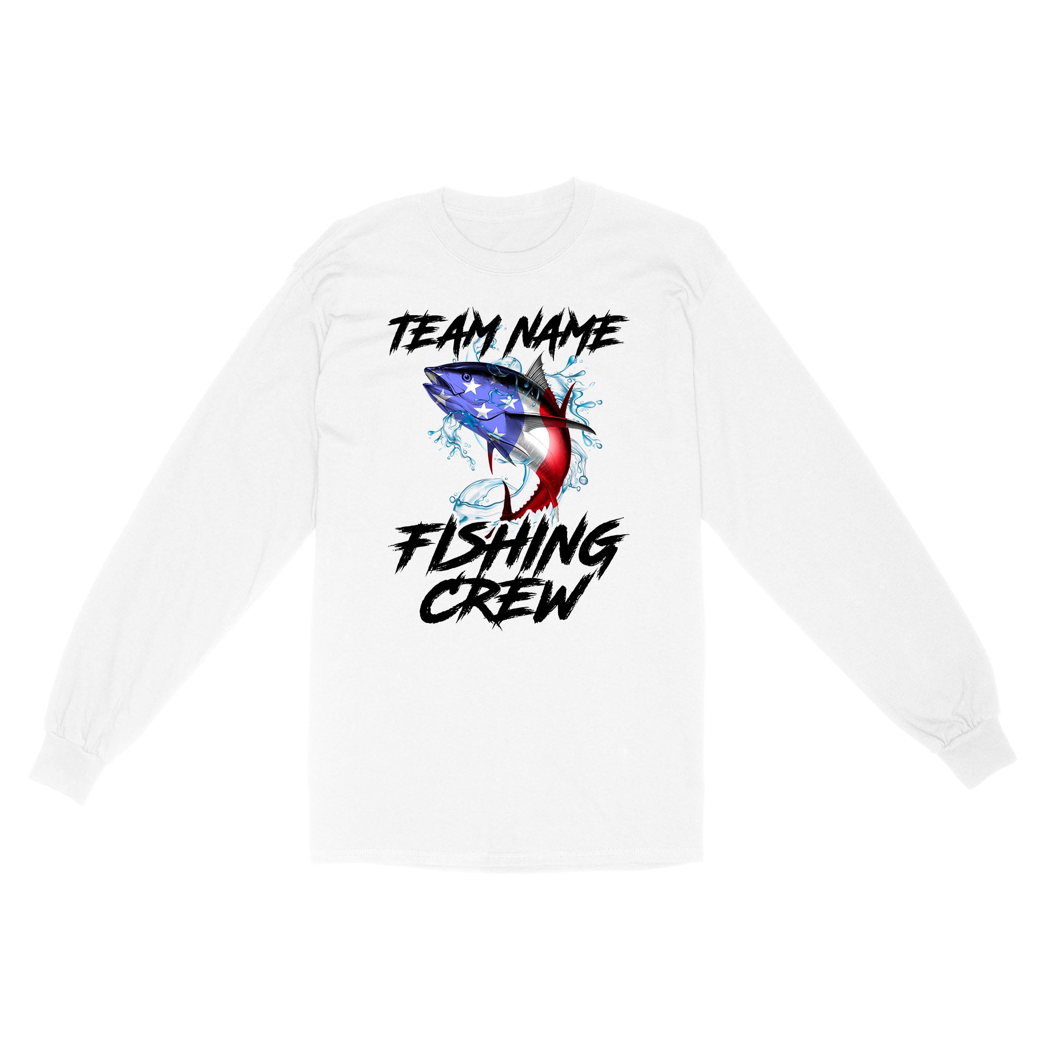 Tuna Fishing American Flag Custom Fishing Long Sleeve for Fishing team, Personalized Patriotic Fishing gifts FFS - IPHW2289