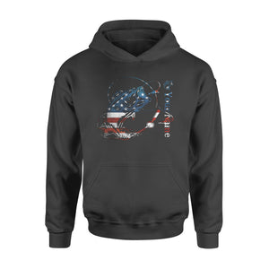 US Bass Fishing American Flag 4th July Custom name Hoodie D02 NQS1248