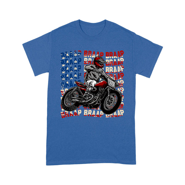 Patriotic Motorcycle Men T-shirt - Braap American Flag Biker Tee - Cool Motocross Racing Shirt| NMS252 A01