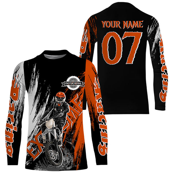 Personalized Motocross jersey kid men women upf30+ off-road orange shirt For biker motorcycle PDT422