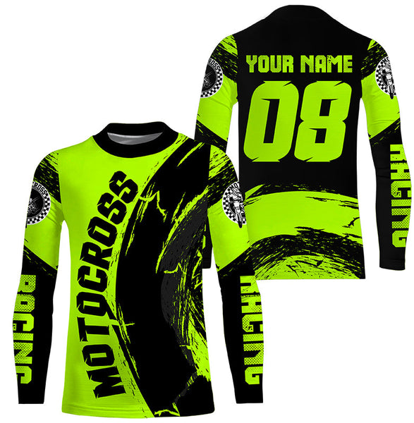 Custom green Dirt Bike youth women men jersey upf30+ off-road motocross racing shirt motorcycle PDT420