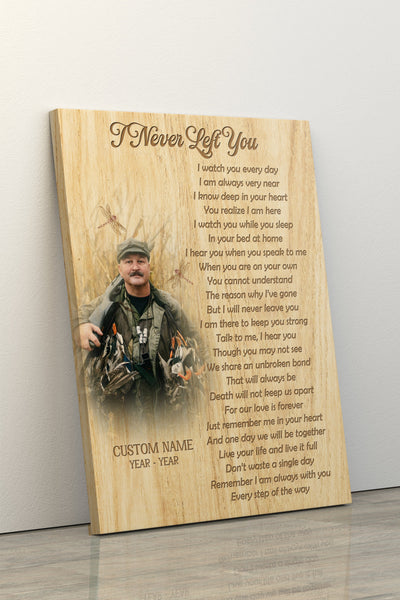 Personalized Memorial Canvas| I Never Left You| Memorial Gift, Sympathy Gift for Loss of Father Mother Husband Son in Heaven, Bereavement Gift| In Loving Memory Remembrance| N2348