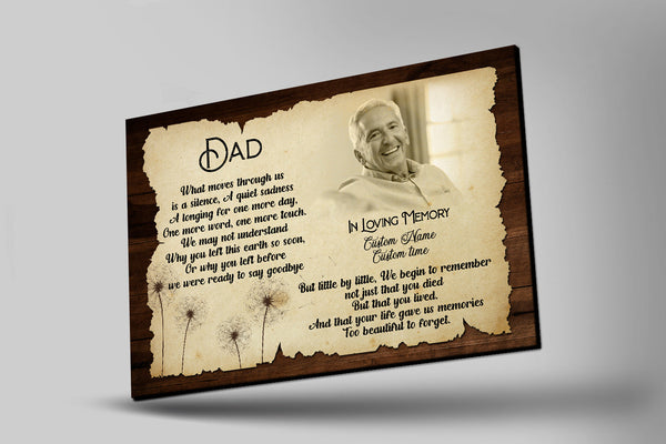 Missing Dad in Heaven Personalized Canvas Remembrance on Father's Day, Sympathy Gift for Loss of Father| N2595