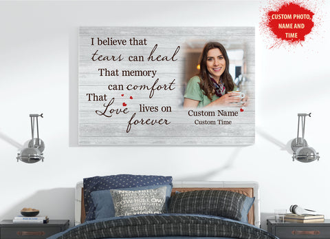 Personalized Memorial Gifts for Loss of Loved one Sympathy Canvas for Loss of Sister Love Lives Forever VTQ49