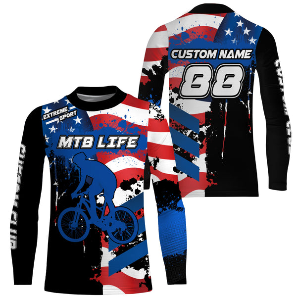 MTB Life Team USA jersey Kids adult flag shirt UPF30+ mountain bike cycling gear Extreme shirt| SLC97