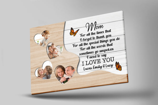 Thank You Mom Personalized Canvas Thoughtful Mother's Day Gift Custom Photo Collage for Best Mom Ever N2538