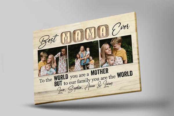 Personalized Mom Canvas - Best Mama Ever, Mother's Day Thoughtful Gift Custom Photo Collage for Mom| N2459