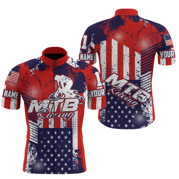 Retro MTB Cycling jersey Men Anti-UV 3 Pockets Youth American flag shirt USA Mountain bike gear| SLC91