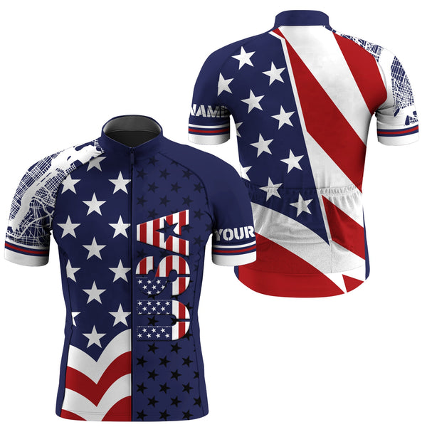 Men & Women American cycling jersey with 3 pockets & full zip UPF50+ USA bike shirt MTB BMX Gear| SLC162