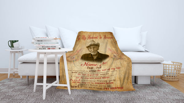 Husband Memorial Blanket - My Husband in Heaven| Personalized Memorial Throw, Loss of Husband Remembrance, Heaven Love| N1403