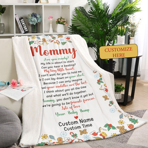 Personalized Blanket for New Mom - Mommy To Be Poem from Baby Bump Custom Fleece Blanket Christmas Present for New Mom Mom To Be Expecting Mother Thoughtful Gift from Baby Bump - JB269