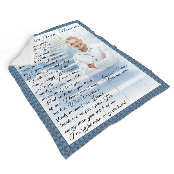 Memorial Blanket| A Letter From Heaven Blanket| Heaven Gate Fleece Blanket| Customized Memorial Gift Sympathy Blanket for Loss of Father Mother Husband Wife| Remembrance Blanket JB188