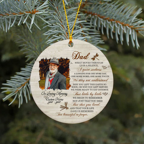 Dad Memorial Ornament - Too Beautiful to Forget, Christmas in Heaven, Dad Remembrance Home Decor, Memorial Gift for Loss of Father in Memory| NOM175