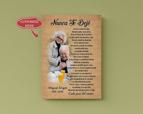 Nunca Te Dejé Spanish Personalized Memorial Canvas Custom Photo Gift for Loss of A Loved One I Never Left You| N2624