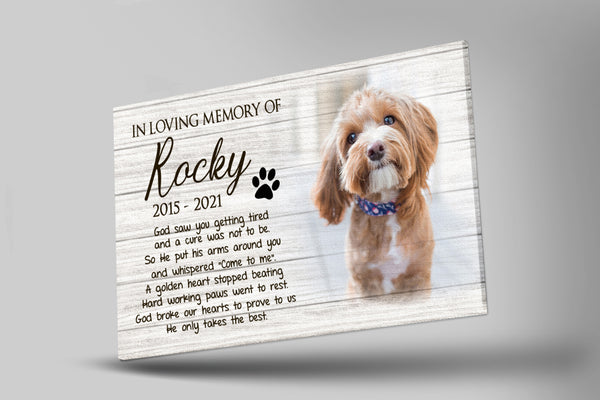 Personalized Canvas| Pet Loss Memorial| God Saw You Getting Tired| Pet Remembrance, Loss of Dog, Loss of Cat Sympathy Gift for Pet Owners, Paw Friend Loss| N2317