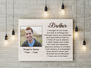 Brother Remembrance - Personalized Memorial Canvas| In Memory of Brother Memorial Gift, Sympathy Gift for Loss of Brother, Condolence Bereavement for Brother in Heaven| N2419