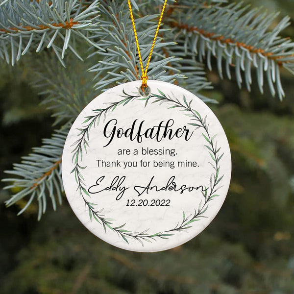 Personalized Ornament For Godfather - Keepsake Gift from Godfather, Godmother, Godparents - Christening Baptism Gift - Christmas Ornament from Godchild - JOR19