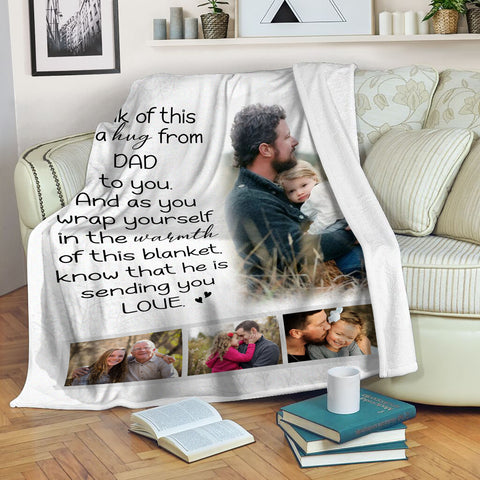 Dad Memorial Blanket, Personalized Dad Sympathy Blanket Throw, Memorial Gift for Loss of Father N2726