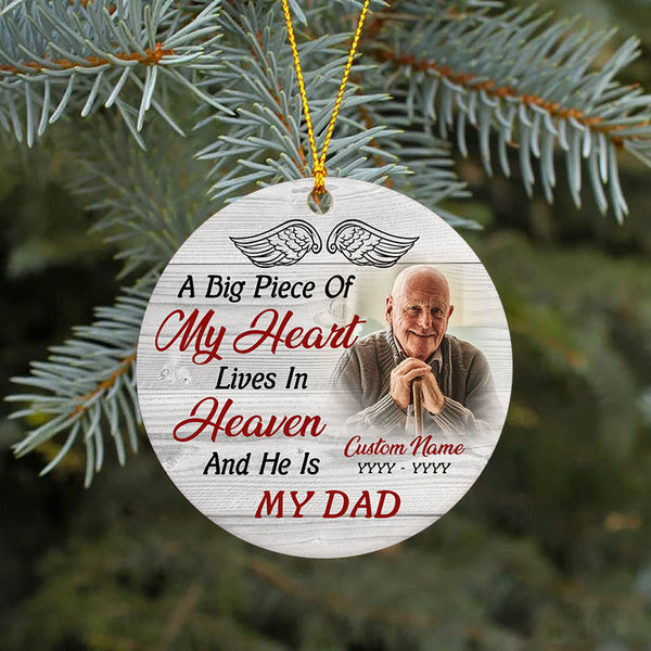 Dad Remembrance Ornament - Personalized Angel In Heaven Christmas Sympathy Gift For Loss Of Father ODT119