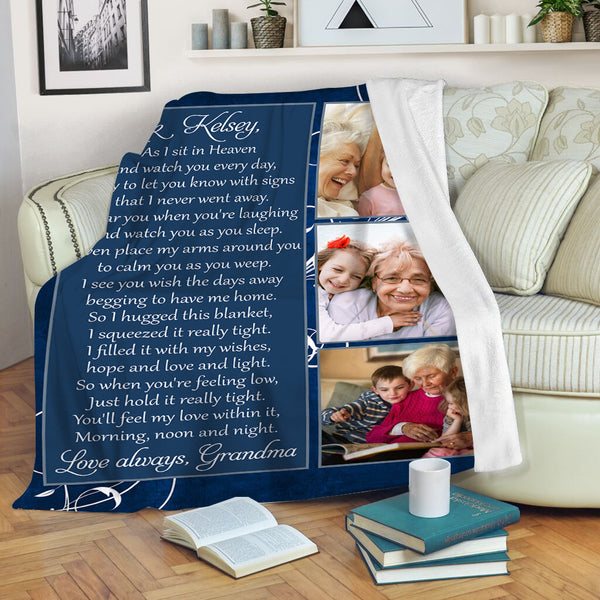 Memorial Blanket| As I Sit In Heaven - Custom Letter Blanket | Meaningful Remembrance Fleece Throw, Sympathy Gift | T553