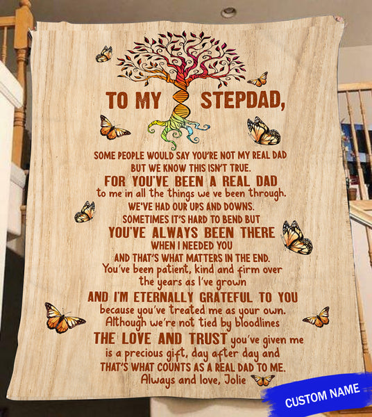 To My Stepdad Blanket - Custom Blanket for Stepfather| Thoughtful Gift for Stepfather from Stepdaughter Stepson Stepchild| Stepdad Christmas Stepdad Father's Day Stepdad Gift| JB98