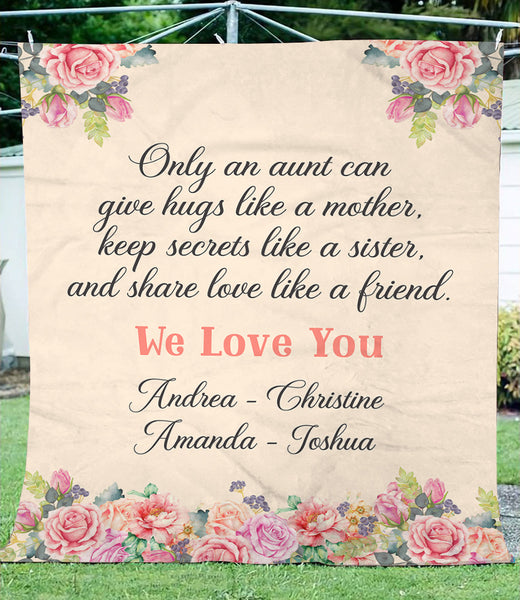 Personalized Blanket for Aunt| Auntie We Love You Floral Blanket| Aunt Fleece Blanket Sentimetal Gift for Aunt from Nephew Niece| Aunt Gift for Christmas, Birthday, Mother's Day| JB212