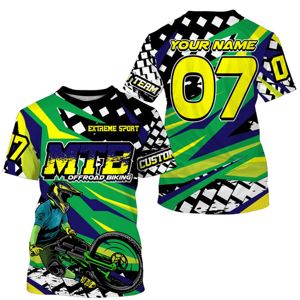 Green mountain bike offroad jersey UPF30+ Custom Adult Kid cycling gear MTB motocross shirt| SLC135