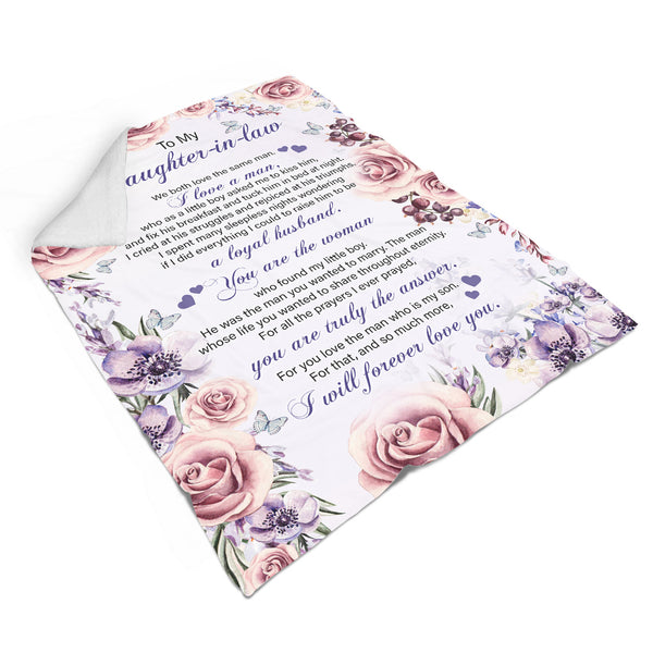 Letter Blanket To My Daughter-in-law Blanket Floral Fleece Blanket Thought Gift for Daughter-in-law from Mom Daughter-in-law Gift for Christmas Birthday Anniversary Wedding - JB245