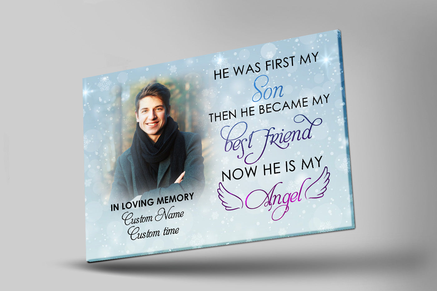 Son Remembrance| Personalized Memorial Canvas| Now He Is My Angel| Memorial Gift for Loss of Son, Loss of a Child| Remembrance Sympathy Gifts| Bereavement Condolence Gifts| N2401