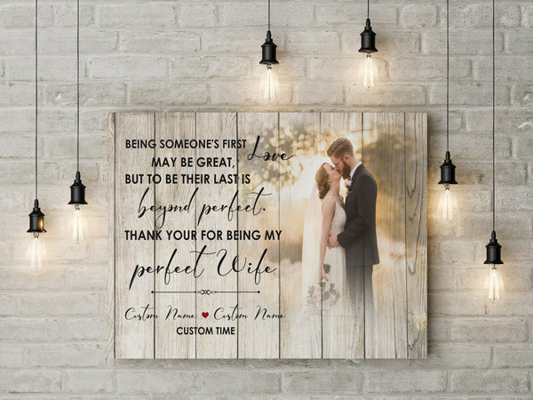 Personalized To My Wife Canvas| Thank You for Being My Perfect Wife Wall Art - Custom Gift for Wife on Valentine's Day, Wedding Anniversary, Christmas, Birthday, Wife Gift| JC450