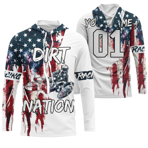 Patriotic motocross jersey Dirt Nation UPF30+ custom American flag adult&kid MX racing motorcycle NMS960