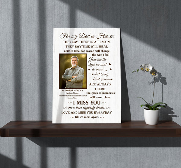 Dad In Heaven Memorial Canvas| Personalized Memorial Gift for Loss of Dad, Father in Heaven| JC910