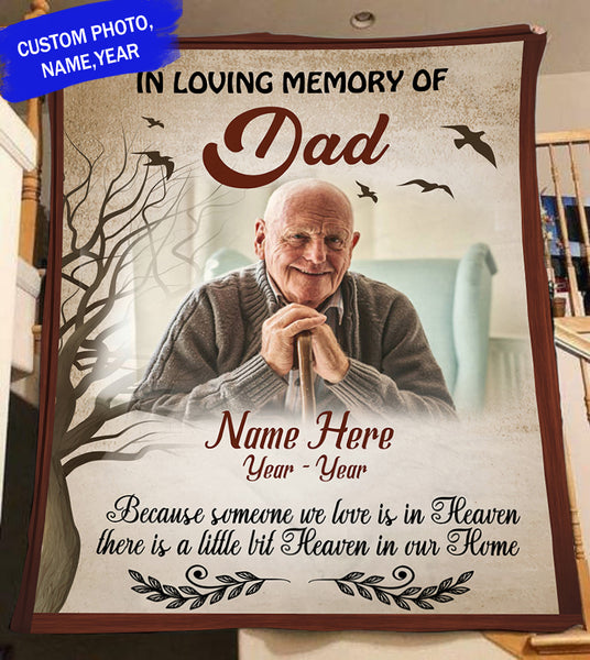 Dad Memorial Blanket| Personalized In Loving Memory| Dad Remembrance, In Heaven Father| Sympathy Gift for Loss of Father| N1729 Myfihu