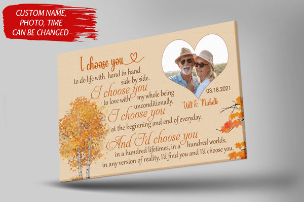 Personalized Gifts for Him| I Choose You Canvas | Couple Customized Wall Art| Gift for Husband|  Gifts for Wife| Valentines Gifts for Her|  Wedding Gifts on Anniversary Day CP117 Myhifu