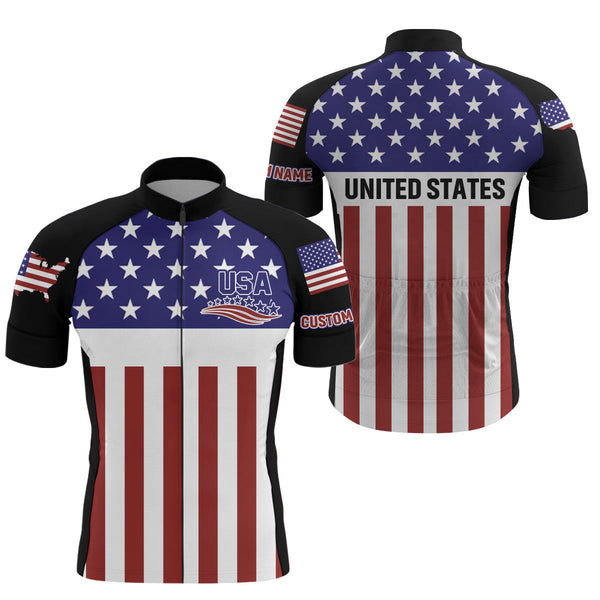 Men Women American cycling jersey UPF50+ USA bike shirt with 3 pockets full zip MTB BMX cycle gear| SLC163