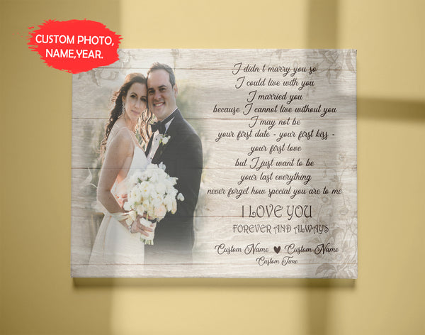 Personalized Anniversary Canvas for Couple| I Love You Forever and Always - Gift for Wife, Gift for Husband, Gift for Lover| Wedding Anniversary, Valentine, Christmas, Birthday| JC449