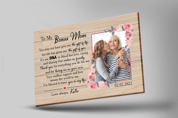 Custom Bonus Mom Canvas| To My Bonus Mom, Step Mom Gift on Mother’s Day, Wedding Picture for Stepmother, Stepmom Gift, Happy Mothers Day, Adoption Gift, Bonus Mom Wall Art| AP569