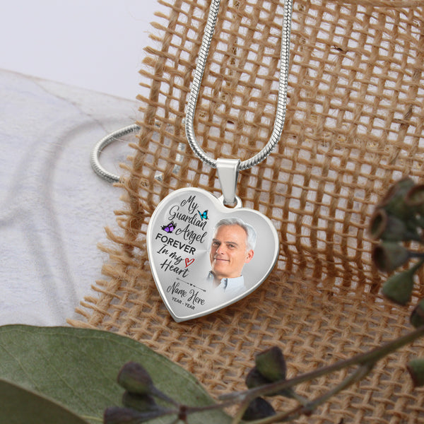 Personalized Memorial necklace with picture| Angel in Heaven| Remembrance sympathy gift for loss NNT14