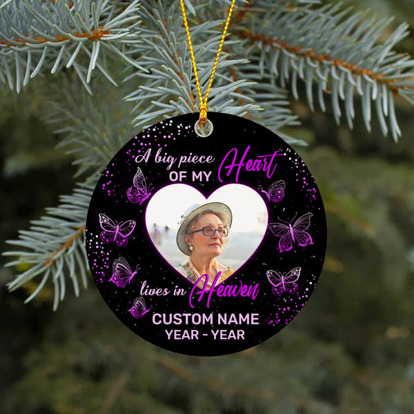 Butterfly memorial Christmas ornament with personalized picture in Heaven remembrance sympathy gift NOM240