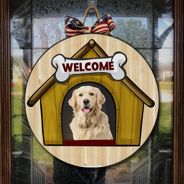 Personalized Dog Door Hanger| Funny Wooden Welcome Sign for Dog Lover, Dog Mom, Dog Dad, Pet Owner| Dog Theme Decoration for Wall, Mantel, Home| JDH53