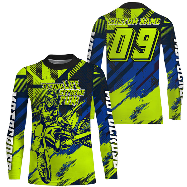 Adult&Kid custom Motocross jersey UV protective green dirt bike Xtreme MX racing offroad motorcycle NMS907