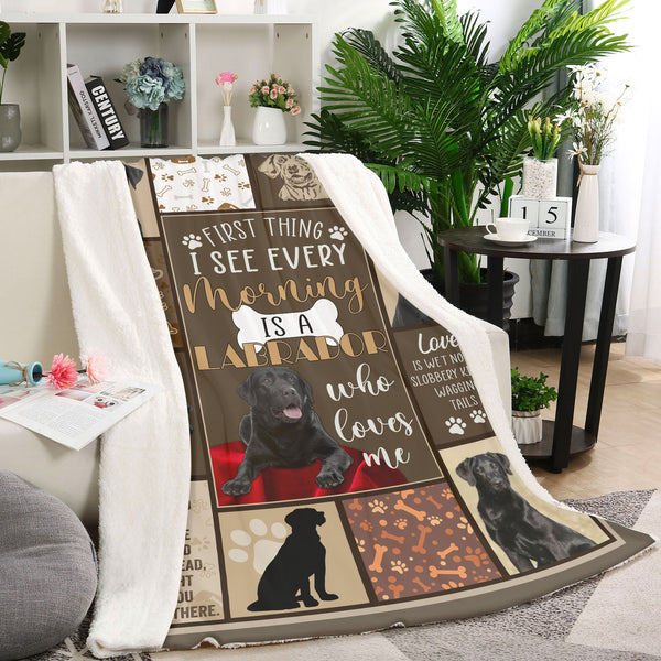 Labrador Retriever Dog Lovers Fleece Blanket| I See Every Morning Is Labrador Retriever Gift for Dog Mom, Dog Dad, Labrador Retriever Lover| JBD329