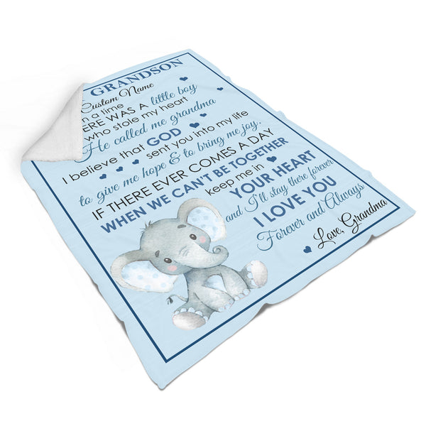 Personalized Blanket To My Grandson from Grandma| Elephant Fleece Blanket for Grandson| To My Grandson Blanket Sentimental Gift for Grandson on Christmas, Birthday, Baptism| JB196