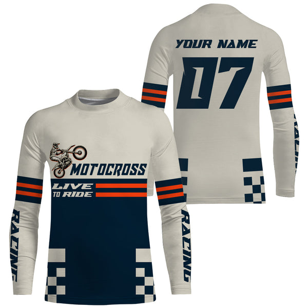 Custom MX Jersey UPF30+ Live To Ride Dirt Bike Shirt Kid Mem Women Blue Motocross Racing Jersey PDT472