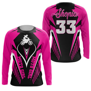 MotoGirl Custom Motocross Jersey UPF30+ Adult&Kid Pink Dirt Bike Racing Women MX Motorcycle| NMS850