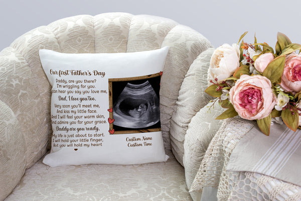 Personalized Pillow First Father's Day Gift for New Dad, Dad To Be, 1st Time Dad, Expecting Father| JPL99