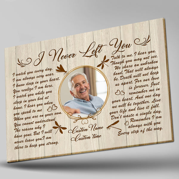 Custom Remembrance canvas - I never left you, Sympathy gift, Keepsake canvas loss of Mom Dad Brother CNT13