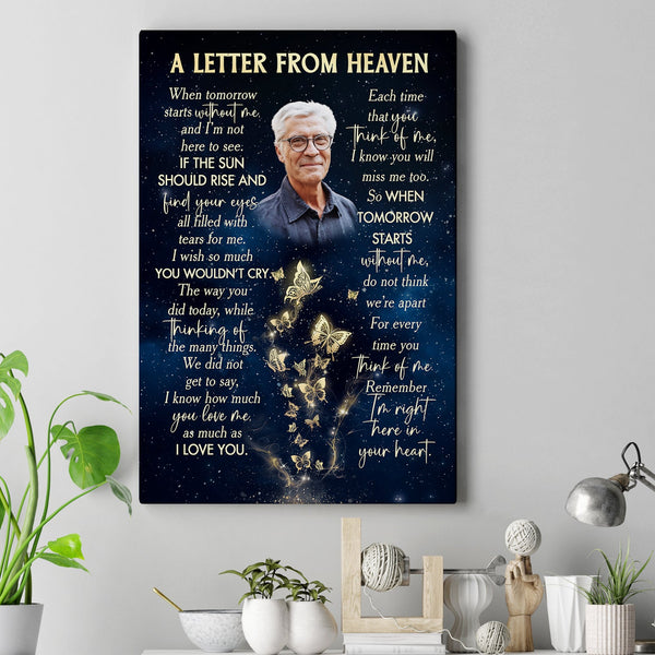 Personalized Memorial Canvas Gift| A Letter From Heaven Gift For Loss of Loved One| For Loss Husband Wife Dad Mom Grandma Grandpa In Heaven NXM32