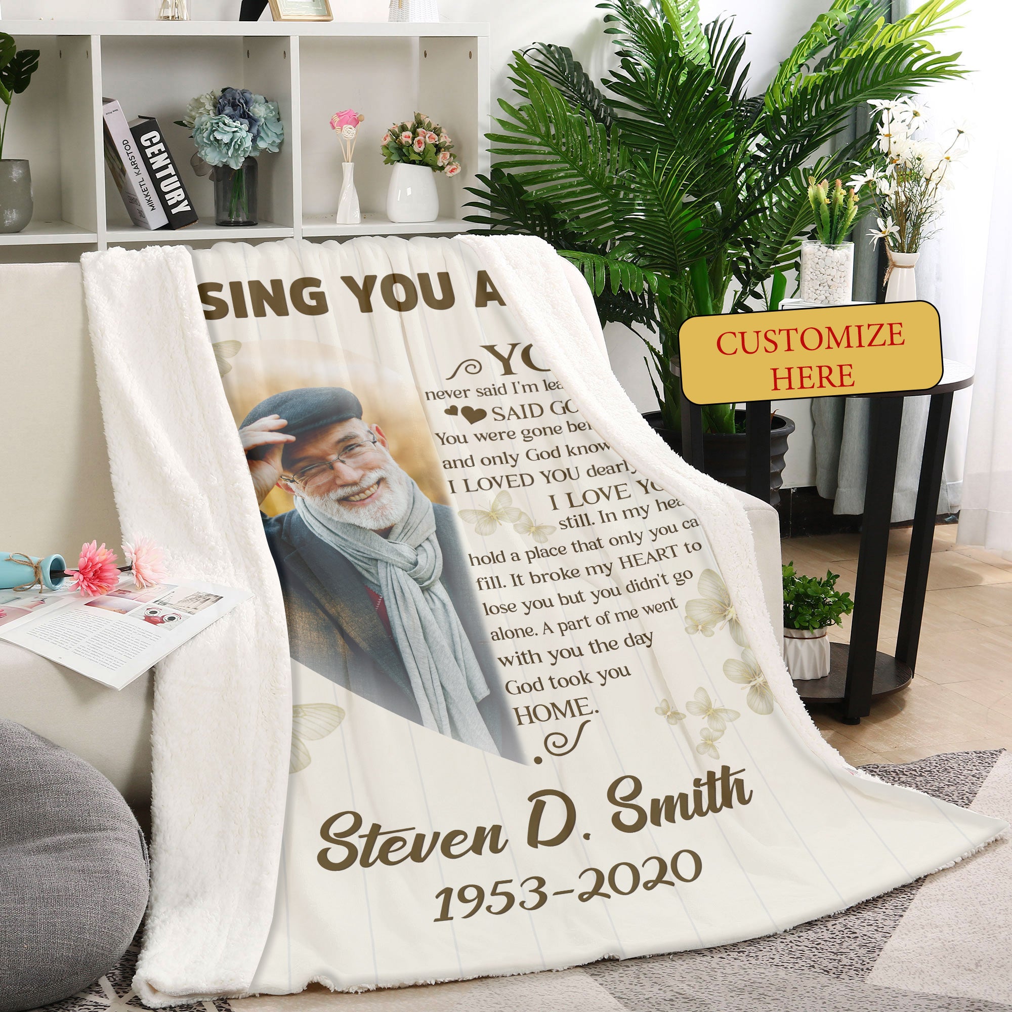 Memorial Blanket - Missing You Always Butterfly Memorial Gift Personalized Sympathy Gift for Loss of Loved One Father Mother Wife Daughter Son - Remembrance Fleece Blanket - JB311